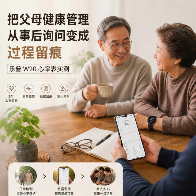 把父母健康管理从事后询问变成过程留痕，乐普 W20 心率表实测