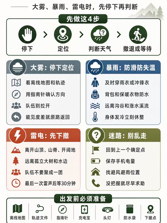 徒步恶劣天气怎么判断方向和防护？