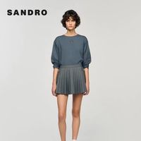 法式通勤氛围感神T✨SANDRO线上专享灰色刺绣圆领针织T恤