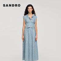 法式氛围感显瘦神裙✨SANDRO2026夏季新款褶皱条纹弧形半身裙
