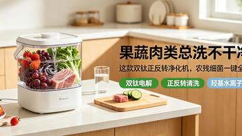 果蔬肉类总洗不干净？这款双钛正反转净化机，农残细菌一键全去除