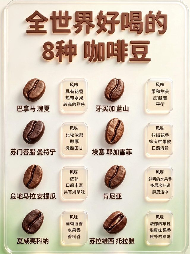 咖啡入门必看｜8款全球热门咖啡豆风味全解析☕