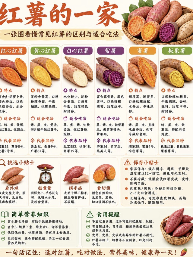 红薯家族全科普✨6种红薯怎么挑怎么吃一次搞懂