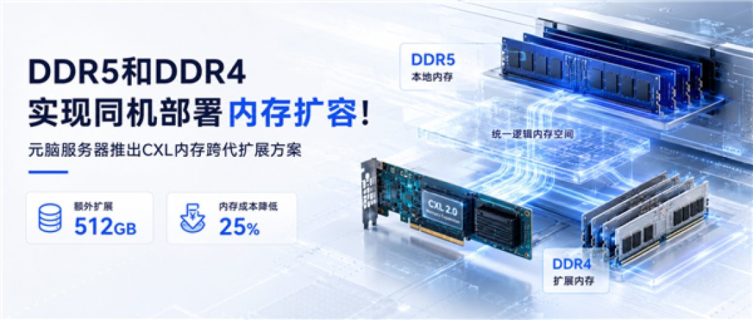 元脑服务器CXL方案实现DDR4和DDR5混用！内存扩容成本降25%