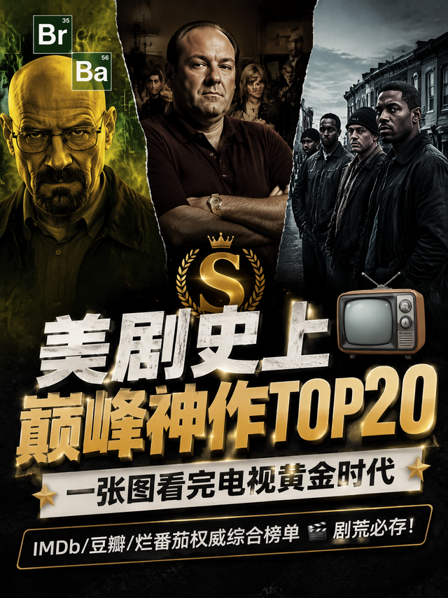 跪着看完！美剧史巅峰神作TOP20，一张图终结剧荒