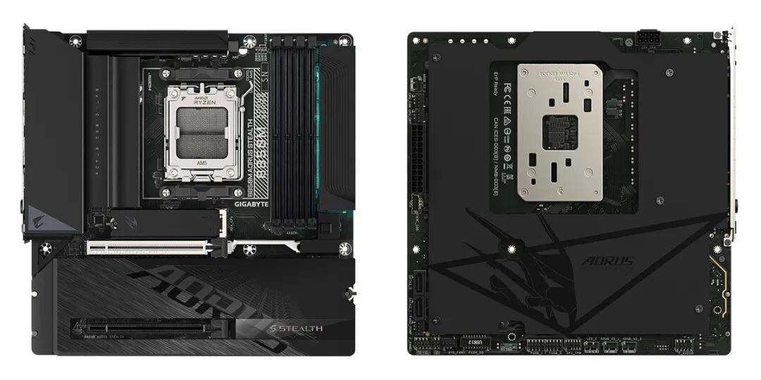技嘉发布B850M AORUS STEALTH:黑色背插M-ATX主板