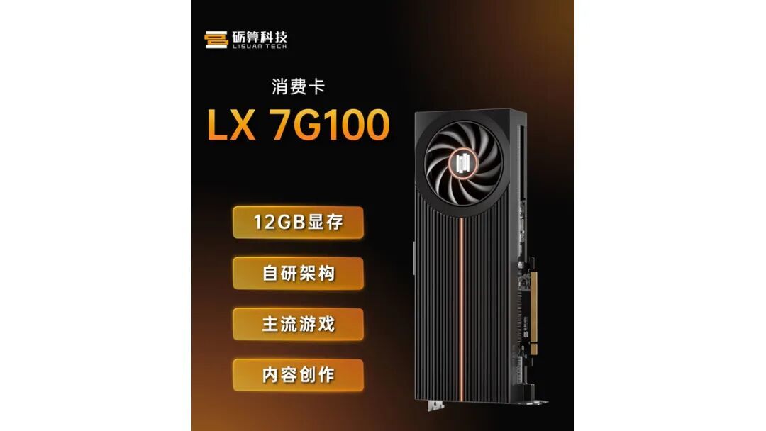 砺算科技LX 7G100 12G零售版显卡上架:7月17日晚8点开售,售价2688元