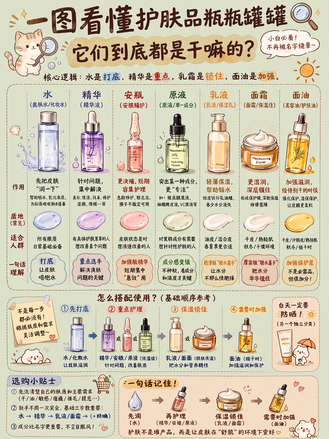 一图科普｜只有我一个人不知道这些瓶瓶罐罐是干啥的么？