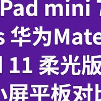 iPad mini 7 vs 华为MatePad 11 柔光版：小屏平板对比