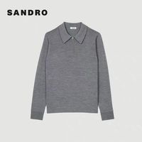 男生法式氛围感神器✨SANDRO灰色拉链针织衫太高级🧶