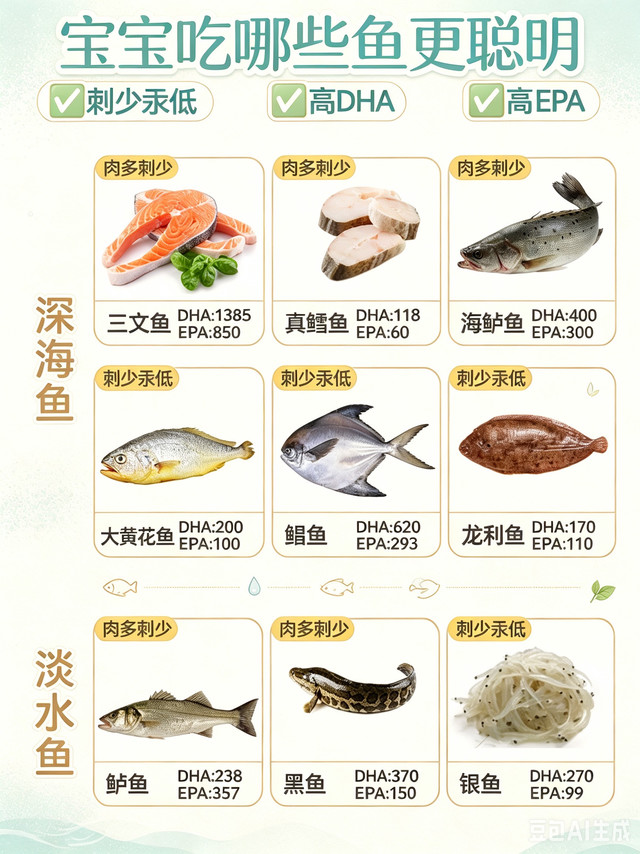 宝宝吃鱼清单｜刺少低汞高DHA，越吃越聪明