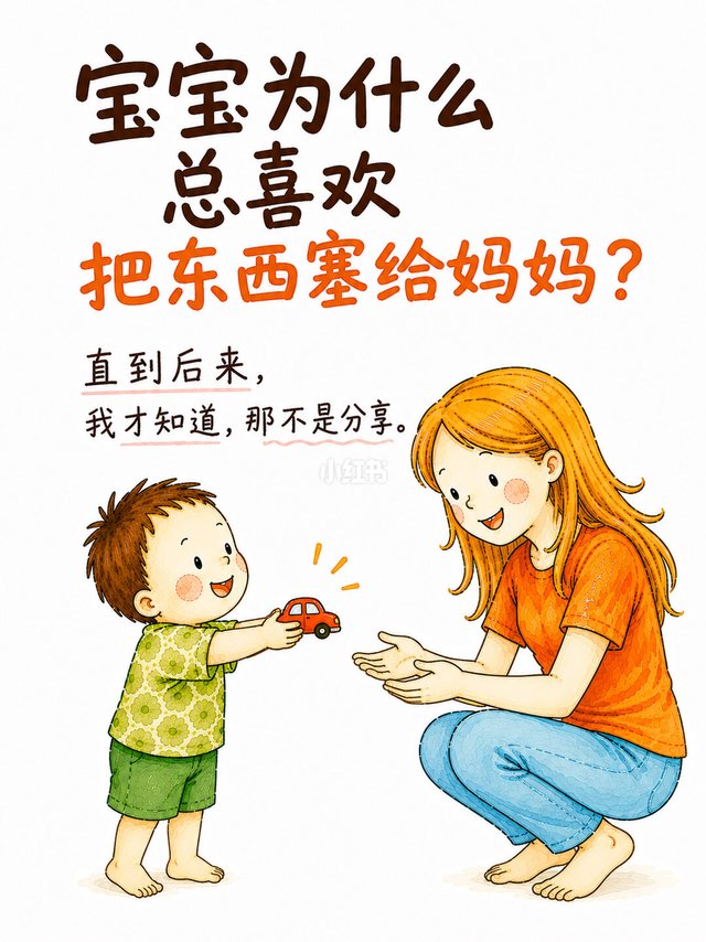 👶宝宝为什么总喜欢把东西塞给妈妈？