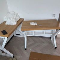 简约钢木电脑桌实木长方形桌子家用多功能大板桌