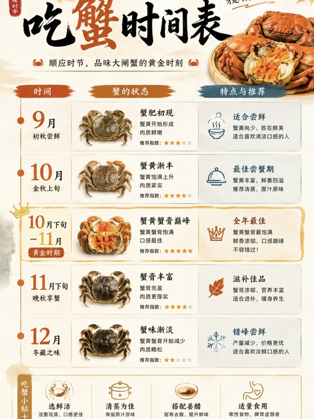 吃蟹时间表✨一张图吃透全年吃蟹规律🦀