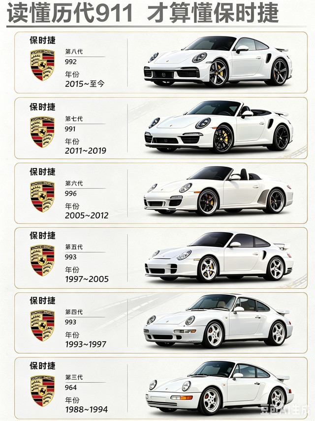 看懂历代保时捷911，一分钟分清6代经典车型
