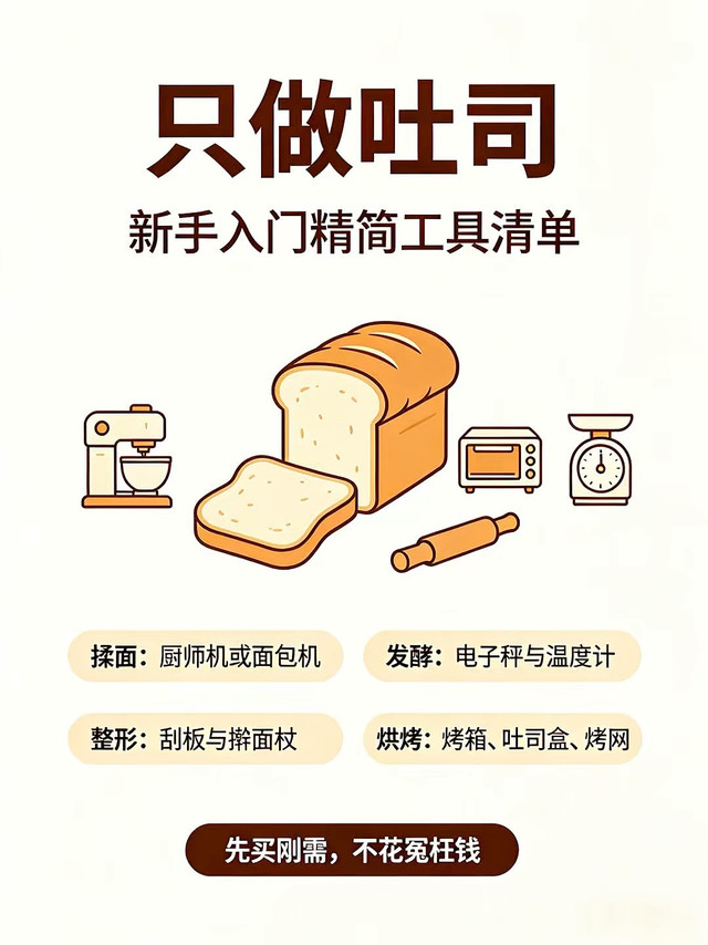 只做吐司面包，新手入门工具清单精简版有什么？