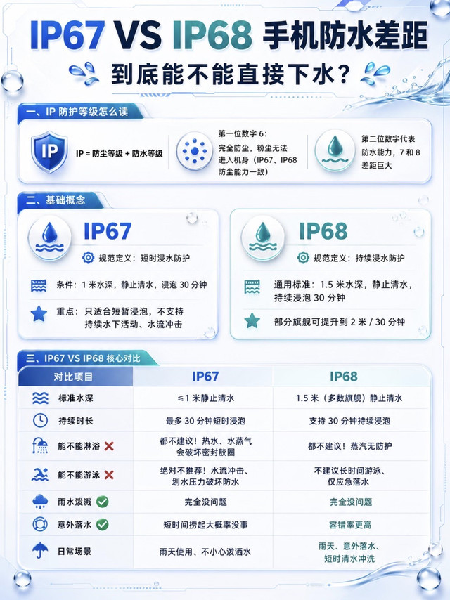 IP67和IP68防水差超多！手机能不能游泳洗澡一次讲清💦