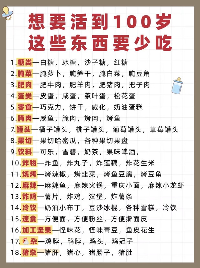 想长寿少生病！这18类食物尽量少吃⚠️