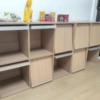 翻门格子柜实木书柜储物柜落地靠墙一体客厅矮柜