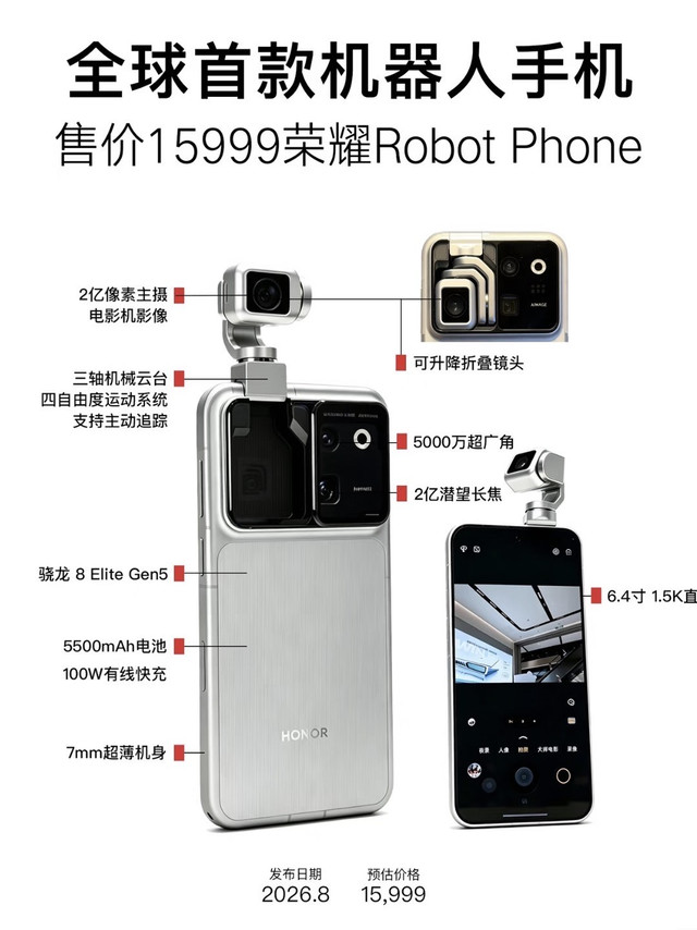 售价15999🔥荣耀全球首款机器人手机Robot Phone来了！