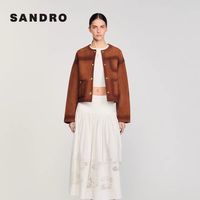法式纯白氛围感神裙！SANDRO珠饰镂空花朵A字半身裙✨