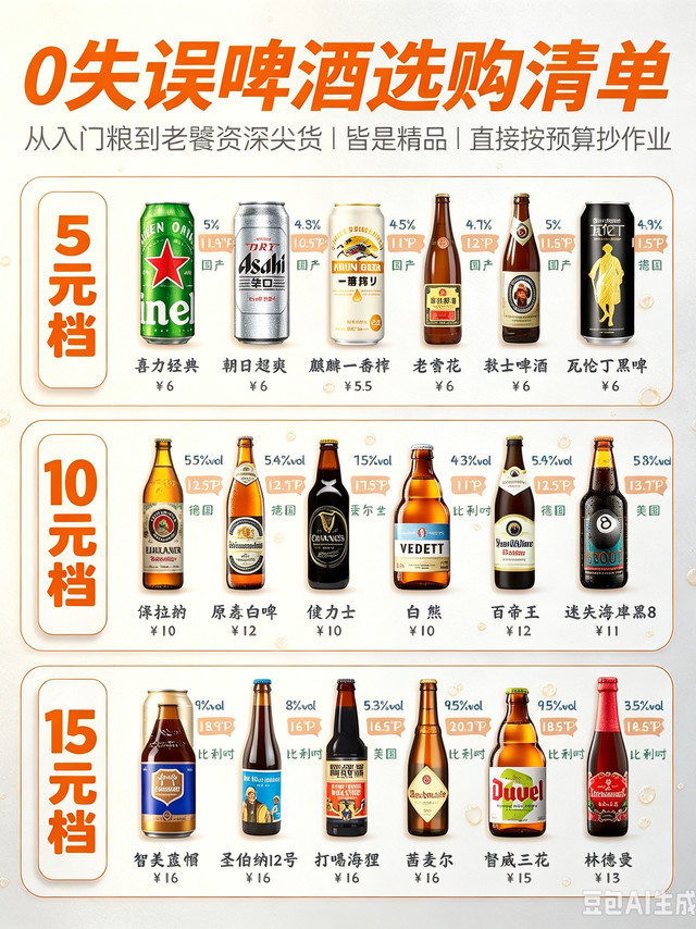 啤酒闭眼入清单！分价位选购攻略，聚餐不踩雷