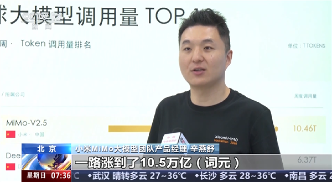 小米MiMo-V2.5大模型上央视 调用量全球第一