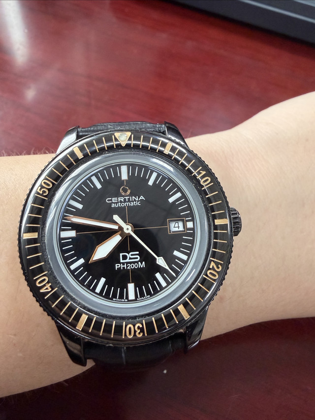 ⌚雪铁纳 DS PH200M 黑金复古潜水表