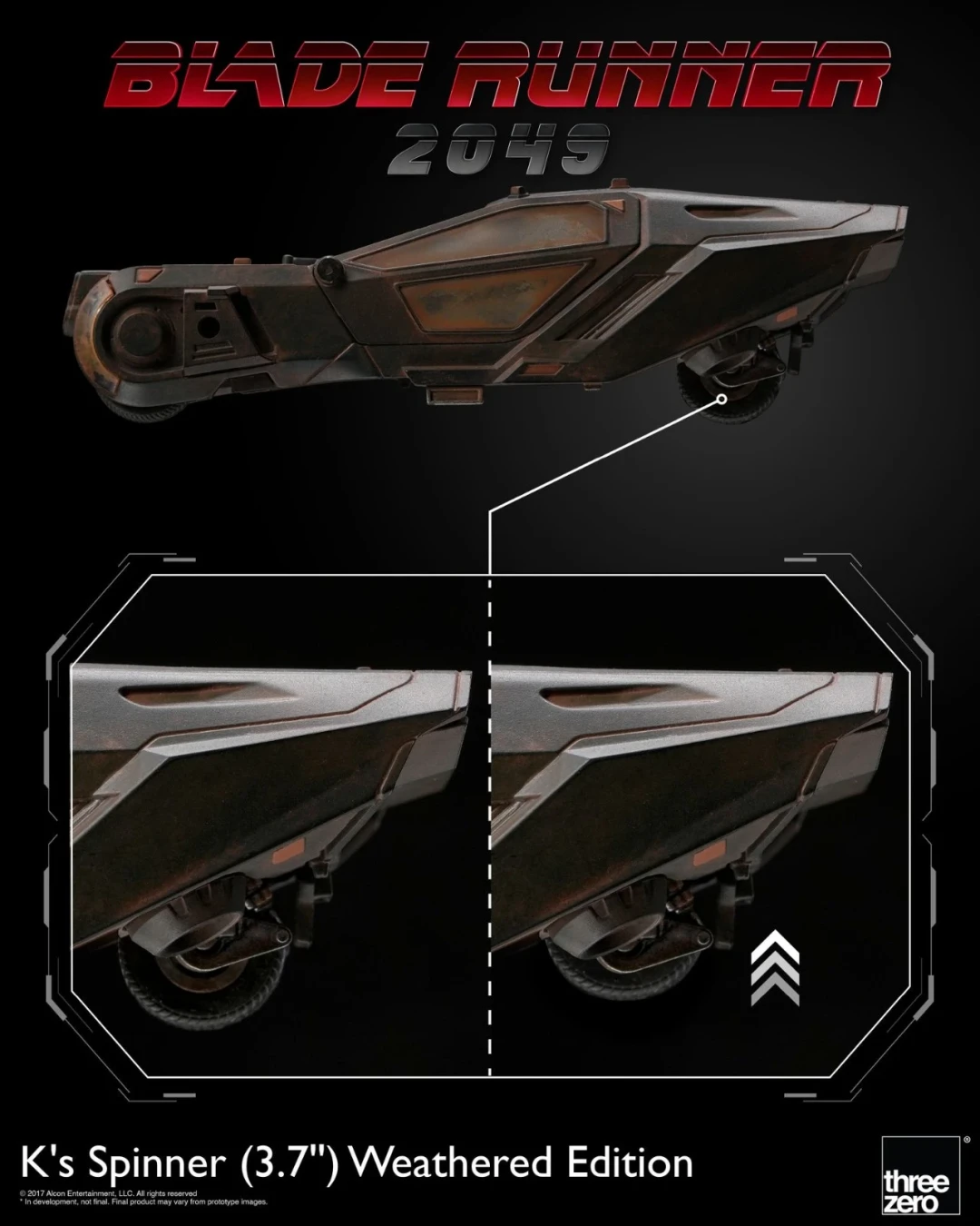 threezero 《银翼杀手 2049》K 的回旋飞行车 3.7 英寸 旧化做旧版