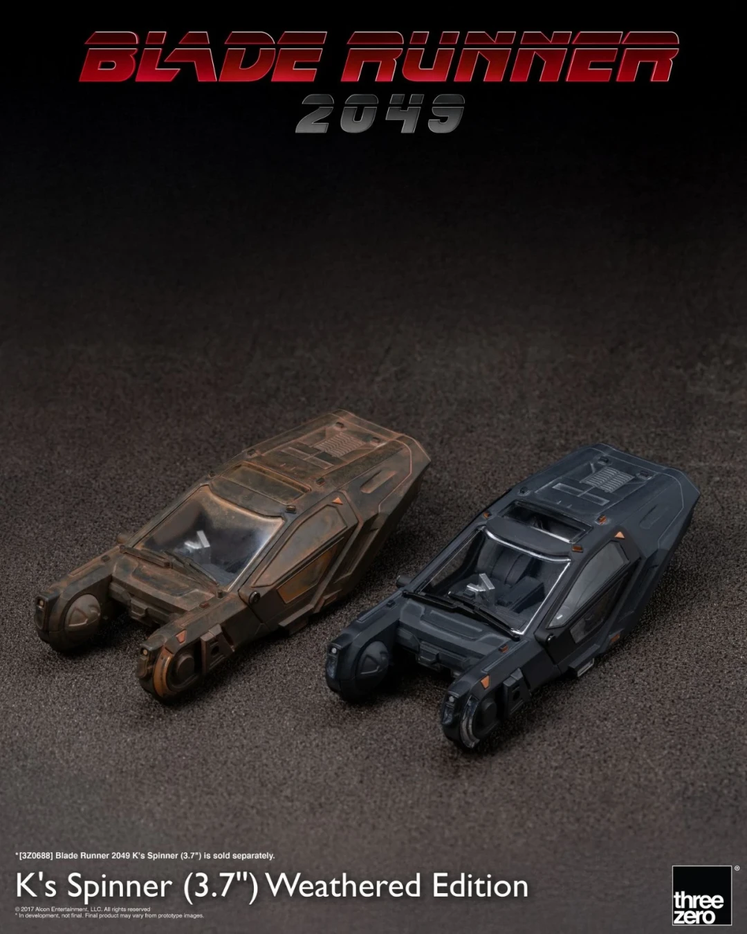 threezero 《银翼杀手 2049》K 的回旋飞行车 3.7 英寸 旧化做旧版