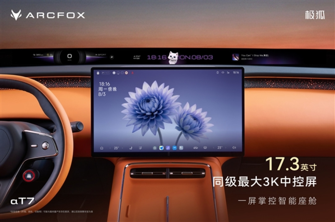 小米YU7追随者!极狐阿尔法T7内饰公布:自主品牌第二家用上PHUD
