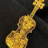 古法金小提琴吊坠胸针两用