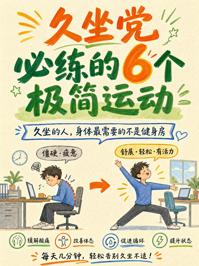 久坐党别只练狠！6个极简动作，唤醒身体！