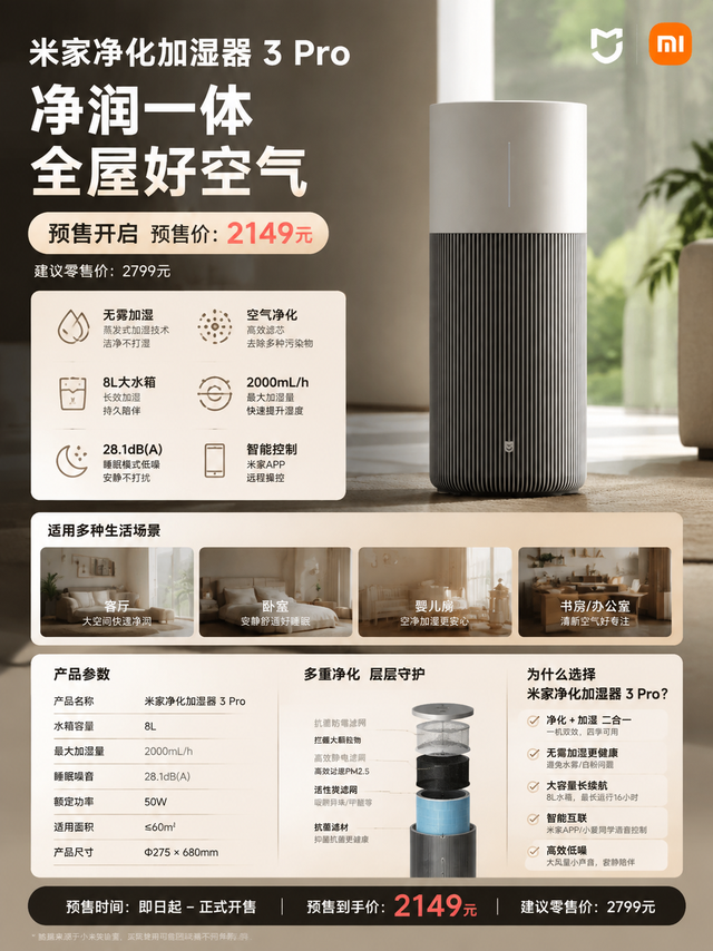 1999元！小米把“加湿器”卷成空气管家