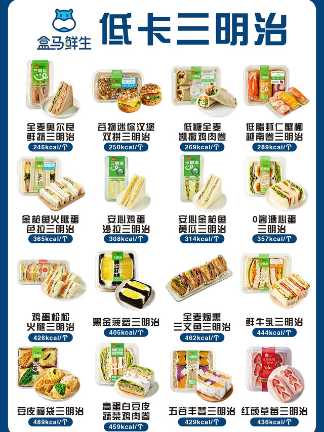 盒马低卡三明治控卡减脂