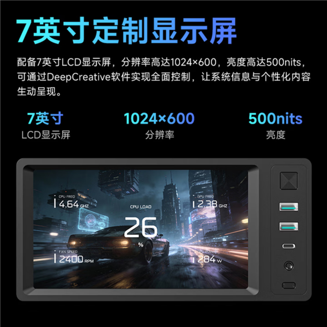 买副屏送机箱!九州风神CH690 LCD 899元开售:可放动画、可看温度