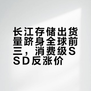 长江存储出货量跻身全球前三，消费级SSD反涨价