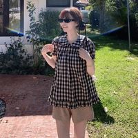 春夏甜妹本命上衣!Emilyying全棉格子娃娃领衬衫✨