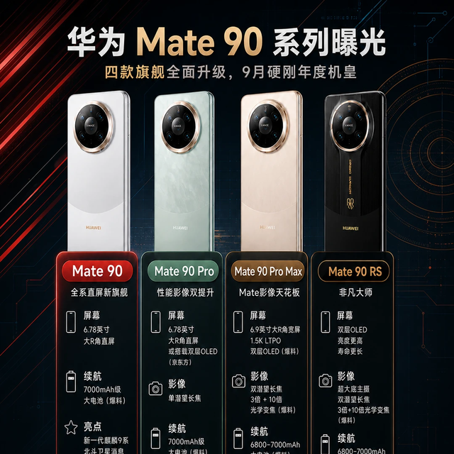 华为Mate90定档9月23日：新麒麟芯片+顶配卫星通话，诚意拉满