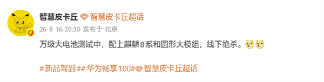 千元机新霸主!华为畅享100系列测试万级大电池+麒麟8系芯片