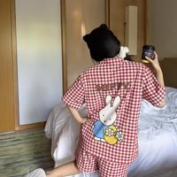 谁能拒绝米菲小兔🐰这套格子凉感睡衣！