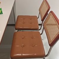 藤编软包餐椅客厅复古风靠背座椅吃饭椅子