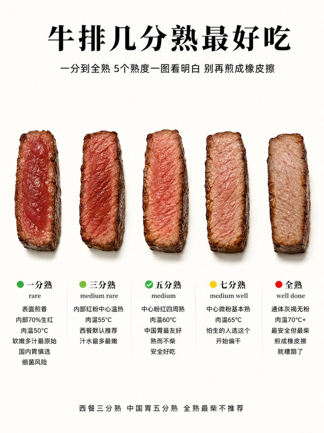 牛排几分熟最好吃🔥全熟不是更安全是更难吃，五分熟才是中国胃最优解