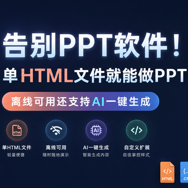 告别PPT软件！单HTML文件就能做PPT，离线可用还支持AI一键生成