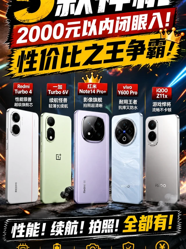 2000以内性价比最高的5台手机