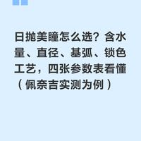 日抛美瞳怎么选？含水量直径基弧锁色工艺四张参数表看懂