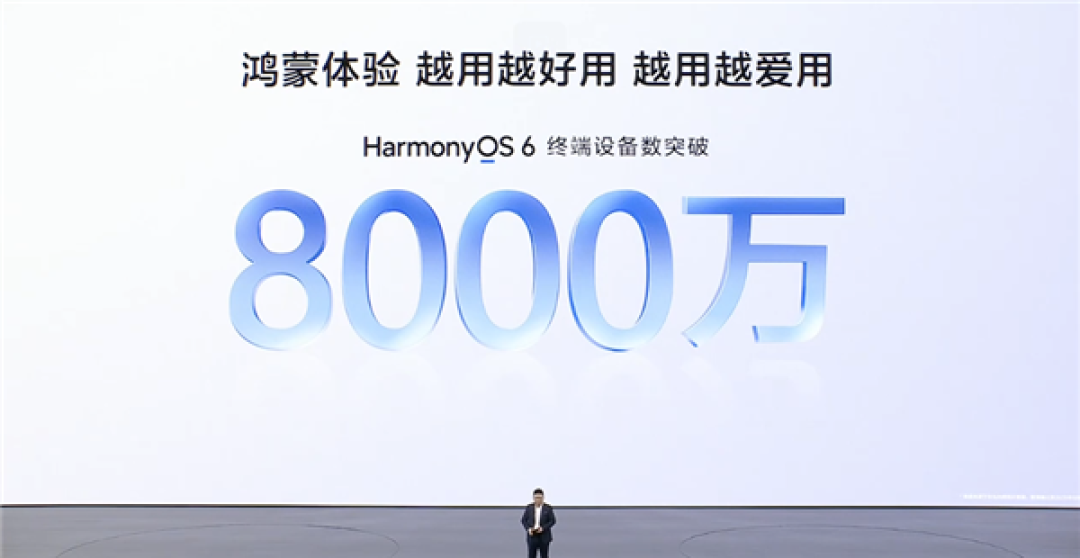 华为余承东官宣:HarmonyOS 6终端设备数已突破8000万