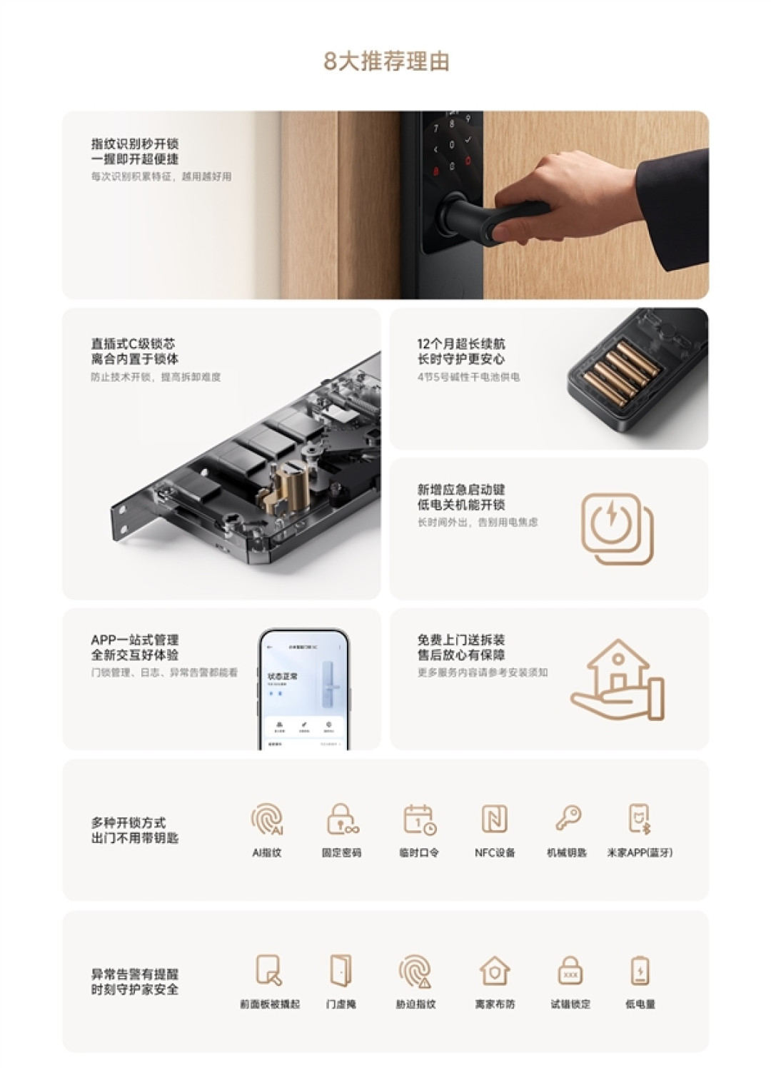 659元 小米智能门锁5C发布：新增应急启动键 关机也能开锁