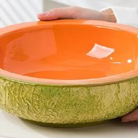 美式釉下彩哈密瓜陶瓷深碗分享