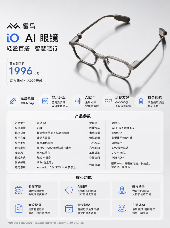 雷鸟智能眼镜